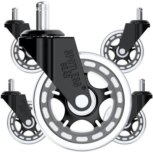 Main image of Office Chair Caster Wheels Gaming Chair 3 inch Replacement Rubber Chair Casters for Hardwood Floors & Carpet - Smooth & Quiet - Desk Chair Casters - Set of 5
