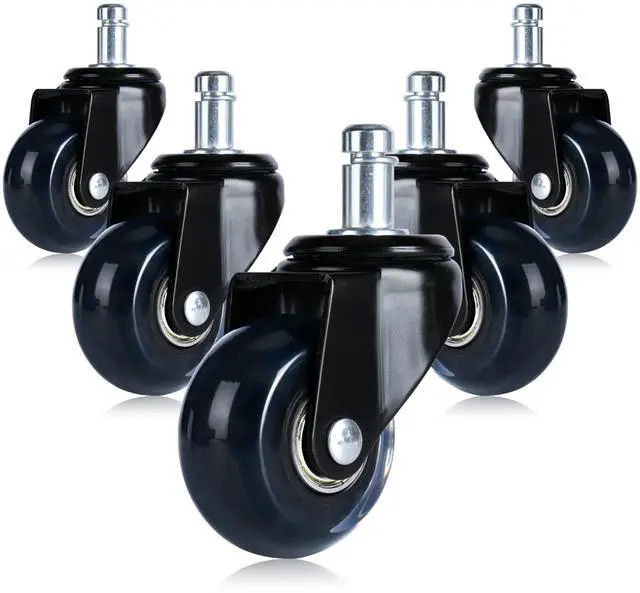 Main image of Office Chair Caster Wheels 2" Replacement Rubber Chair Casters Set of 5 Best Protection for Hardwood Floors Carpet Mat Universal Fit Smooth & Silent