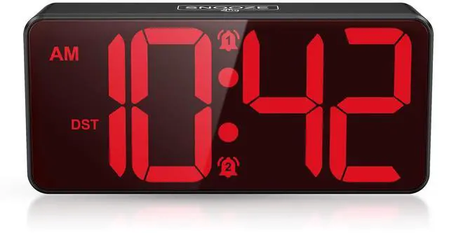 Main image of Digital Clock for Bedroom, Battery Powered Bedside Alarm Clock with 4 Adjustable Brightness, 3 Adjustable Volume, Night Mode, DST, 12/24H, Dual Alarm Desk Clock for Seniors, Kids, Teens