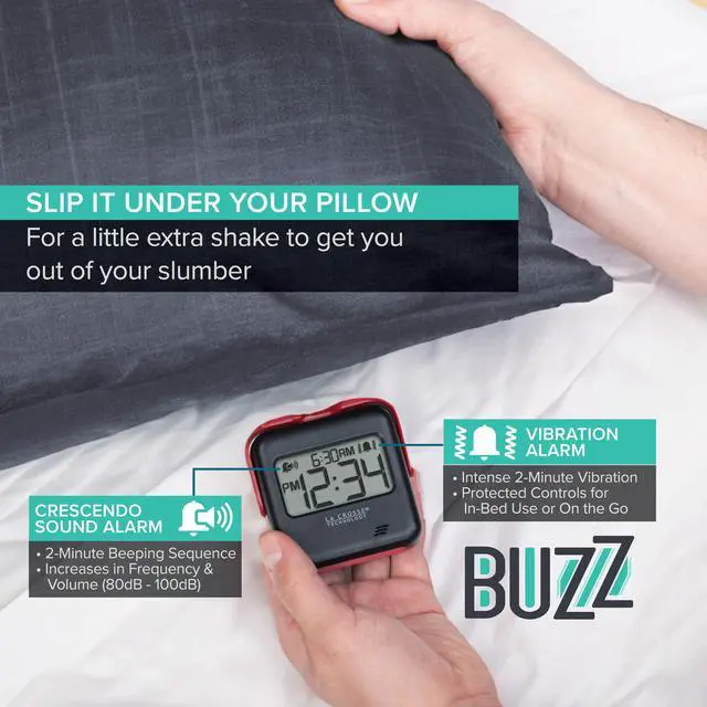 Alt view image 3 of 7 - 617-147 Buzz Digital Alarm Clock with Vibration and Loud Sound