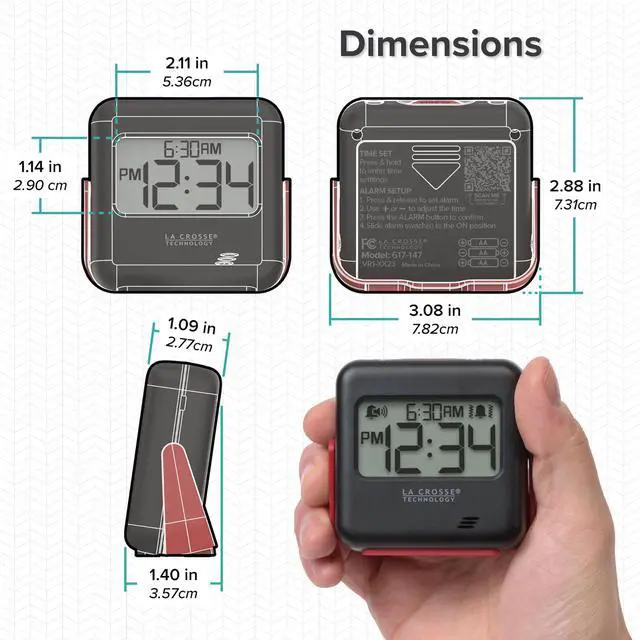Alt view image 7 of 7 - 617-147 Buzz Digital Alarm Clock with Vibration and Loud Sound