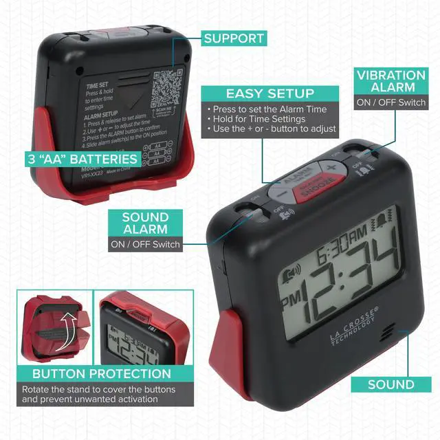 Alt view image 6 of 7 - 617-147 Buzz Digital Alarm Clock with Vibration and Loud Sound