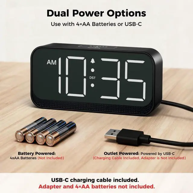 Alt view image 4 of 7 - Battery Operated Small Alarm Clock for Bedroom Travel Besides