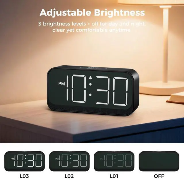 Alt view image 5 of 7 - Battery Operated Small Alarm Clock for Bedroom Travel Besides
