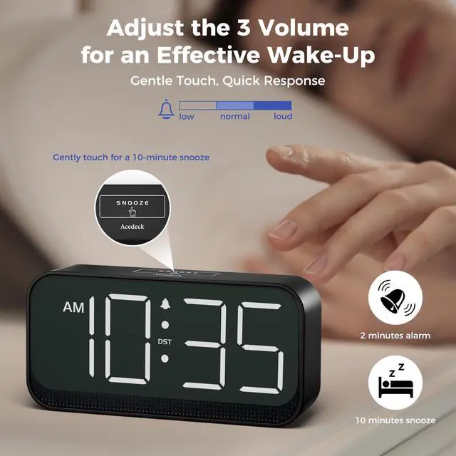 Alt view image 6 of 7 - Battery Operated Small Alarm Clock for Bedroom Travel Besides