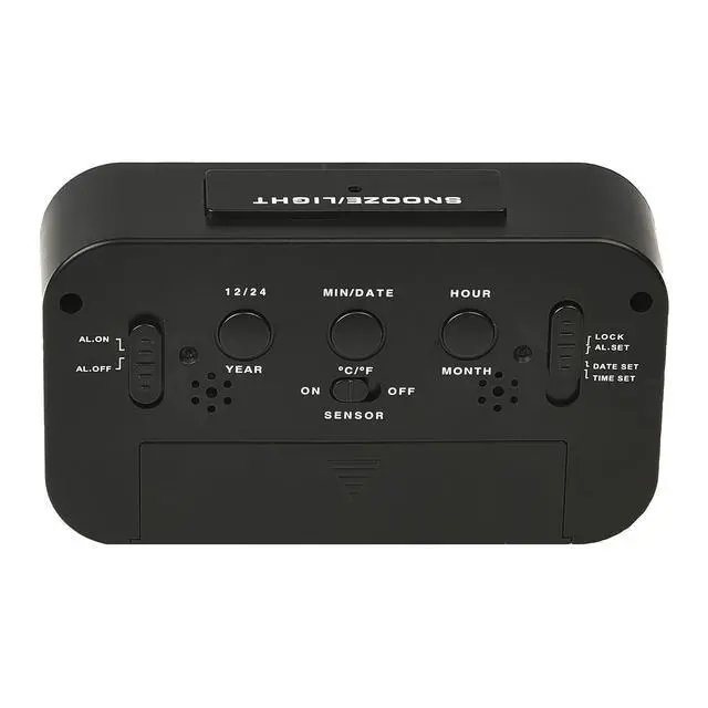 Alt view image 2 of 3 - Portable Alarm Clock with Auto Night Light Sensor, Adjustable Brightness, Indoor Temperature Display, Full Calendar with 12 or 24 Hour Options