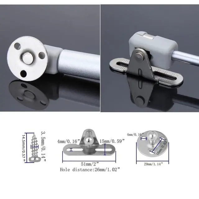 Alt view image 3 of 6 - 20N/4.4 lb Gas Strut Cabinet Hinge Safety Lift Support, Gas Struts Soft Open Lid Hinge for Cabinet Toy Box, 6 inch Length 2Pcs