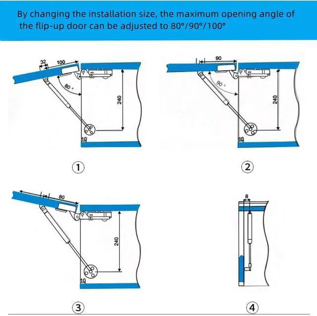 Alt view image 5 of 7 - Gas Struts 10 inch, 20N/4.4lb Gas Springs, Lift Support, Lid Stay, Silver 2Pcs