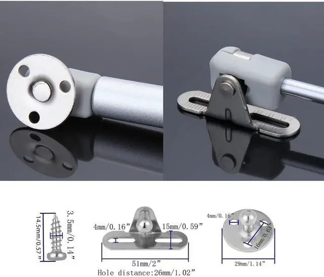 Alt view image 6 of 7 - Gas Struts 10 inch, 20N/4.4lb Gas Springs, Lift Support, Lid Stay, Silver 2Pcs