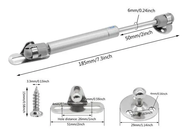 Alt view image 2 of 7 - 2Pcs 50N/10lb Gas Struts, 6 Inch Length