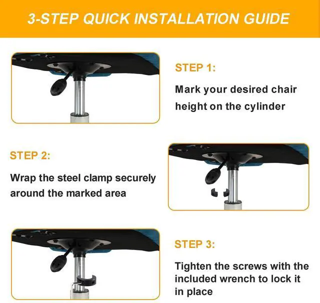 Alt view image 4 of 7 - Fix Sinking Office Chair Clamps for Desk and Gaming Chairs