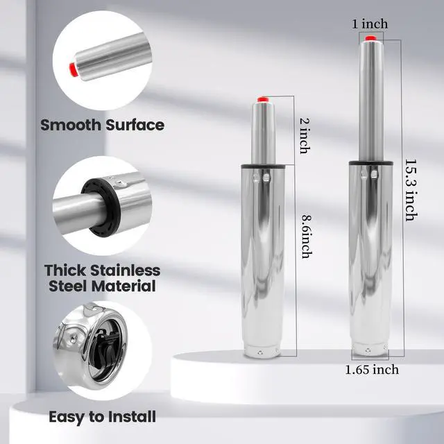 Alt view image 2 of 7 - 1pcs Hydraulic Piston Cylinder Silver Adjustable Office Chair Cylinder Replacement for Gaming Chairs, 4.7inch