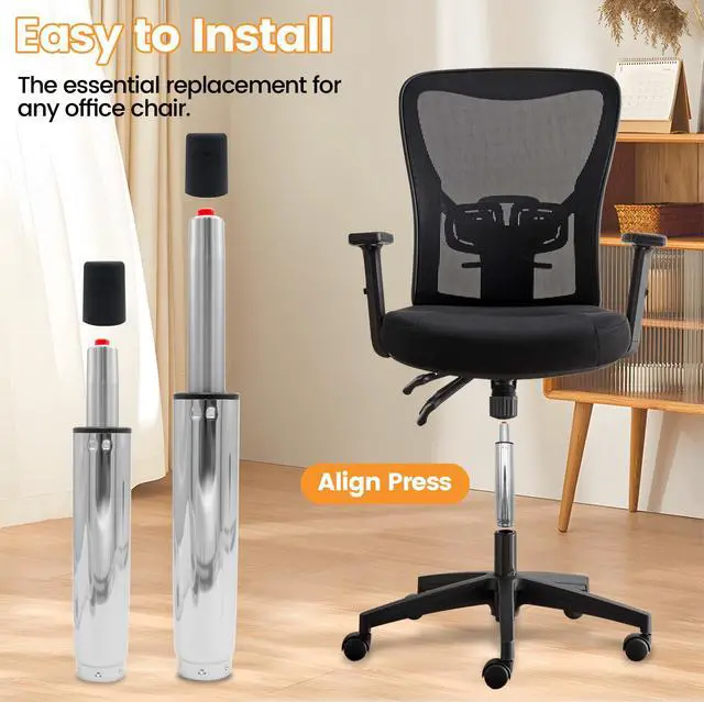 Alt view image 4 of 7 - 1pcs Hydraulic Piston Cylinder Silver Adjustable Office Chair Cylinder Replacement for Gaming Chairs, 4.7inch
