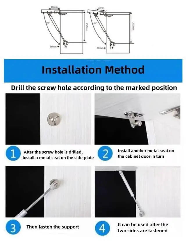 Alt view image 3 of 7 - 40N Gas Strut 6 Inch Gas Strut Cabinet 40N/8.8lb 6 Inch Gas Spring Gas Shocks Lift Supports Lid Stay,4Pcs