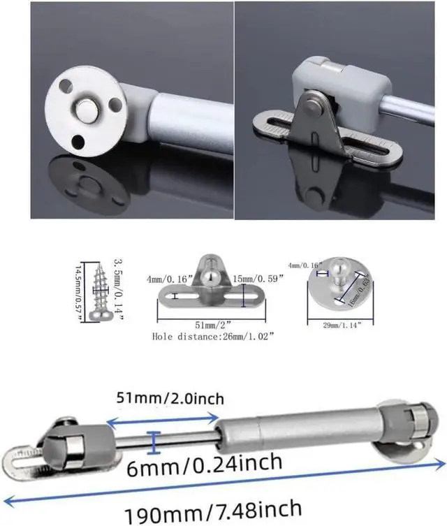 Alt view image 4 of 7 - 40N Gas Strut 6 Inch Gas Strut Cabinet 40N/8.8lb 6 Inch Gas Spring Gas Shocks Lift Supports Lid Stay,4Pcs