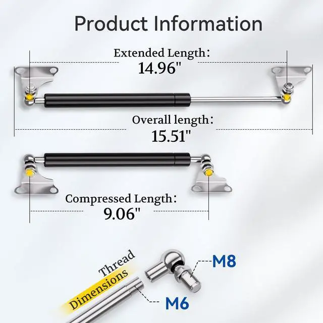 Alt view image 4 of 7 - Gas Struts 15 inch 67lb with Brackets (2 Pack) - Heavy Duty Lift Support for RV Bed Hatch & Storage Box Lid - Hydraulic Spring Shocks for Camper Bed, Cellar Door, Food Truck Window