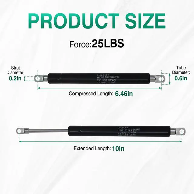 Alt view image 2 of 7 - Gas Spring Prop Struts Shock Lift Supports 10 Inches 25lb with L Mount for RV Bed Floor Hatch Trap Door TV Cabinet Heavy Duty Box Lid Window (25lb, 10in)