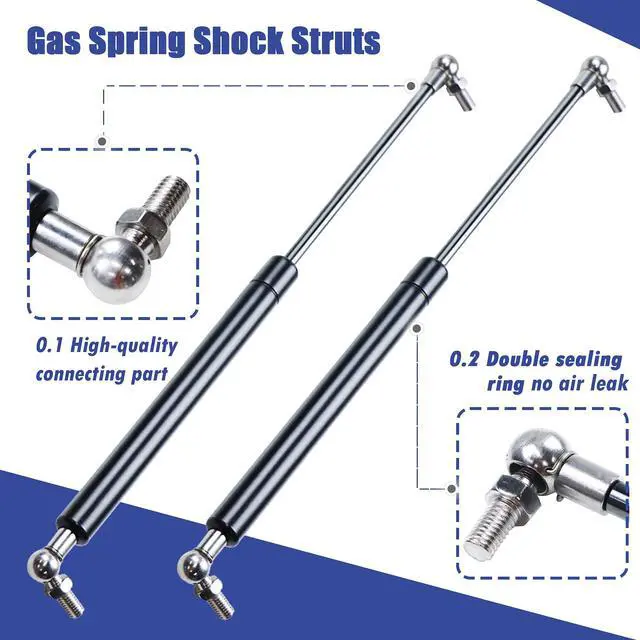 Alt view image 4 of 6 - 15 Inch Gas Struts 100lb (2 Pack) with Brackets, Heavy Duty Lift Support for Motorhome Bed, RV Door, Boat Hatch, Camper Shell, Tool Box Lid, Cabinet - Hydraulic Shock Springs