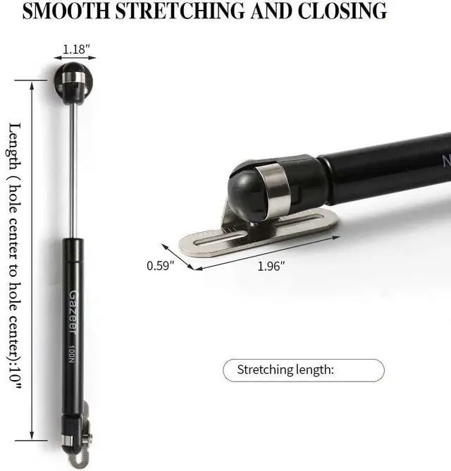 Alt view image 2 of 7 - 6 Pcs 100N/22.5lb Gas Struts 10inch Cabinet Struts Cabinet Shocks Cabinet Door Lift Pneumatic Support