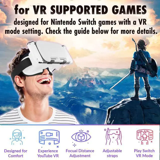 Alt view image 5 of 7 - VR Headset Designed for Nintendo Switch & Switch OLED Console with Adjustable Lens for a Virtual Reality Gaming Experience and for Labo VR - White - Gift Boxed Edition