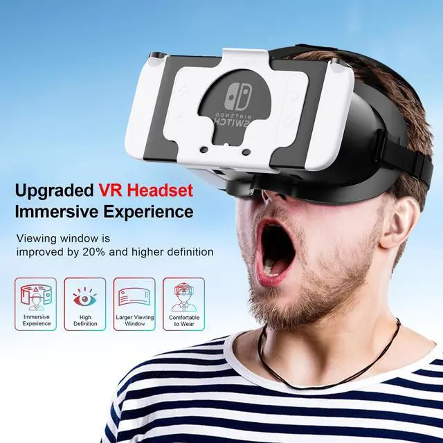 Alt view image 2 of 7 - VR Headset for Nintendo Switch & Switch OLED, Upgraded Switch Virtual Reality Glasses with Adjustable HD Lenses and Comfortable Head Strap, Labo VR Kit 3D Goggles for Switch Accessories