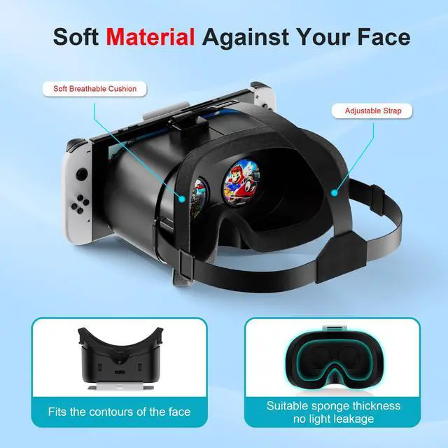 Alt view image 4 of 7 - VR Headset for Nintendo Switch & Switch OLED, Upgraded Switch Virtual Reality Glasses with Adjustable HD Lenses and Comfortable Head Strap, Labo VR Kit 3D Goggles for Switch Accessories