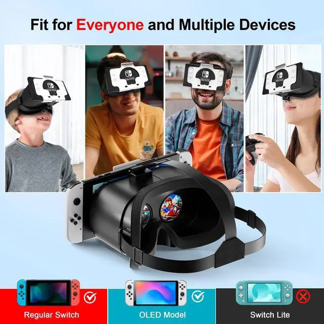 Alt view image 5 of 7 - VR Headset for Nintendo Switch & Switch OLED, Upgraded Switch Virtual Reality Glasses with Adjustable HD Lenses and Comfortable Head Strap, Labo VR Kit 3D Goggles for Switch Accessories