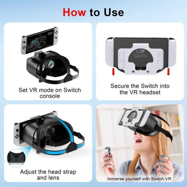 Alt view image 7 of 7 - VR Headset for Nintendo Switch & Switch OLED, Upgraded Switch Virtual Reality Glasses with Adjustable HD Lenses and Comfortable Head Strap, Labo VR Kit 3D Goggles for Switch Accessories