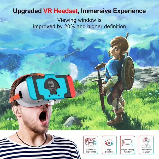 Alt view image 2 of 7 - VR Headset for Nintendo Switch & Switch OLED, Upgraded Switch Virtual Reality Glasses with Adjustable HD Lenses and Comfortable Head Strap, Labo VR Kit 3D Goggles for Switch Accessories