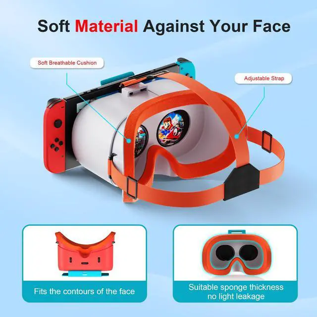Alt view image 4 of 7 - VR Headset for Nintendo Switch & Switch OLED, Upgraded Switch Virtual Reality Glasses with Adjustable HD Lenses and Comfortable Head Strap, Labo VR Kit 3D Goggles for Switch Accessories