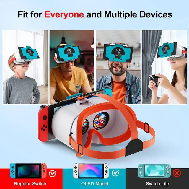 Alt view image 5 of 7 - VR Headset for Nintendo Switch & Switch OLED, Upgraded Switch Virtual Reality Glasses with Adjustable HD Lenses and Comfortable Head Strap, Labo VR Kit 3D Goggles for Switch Accessories