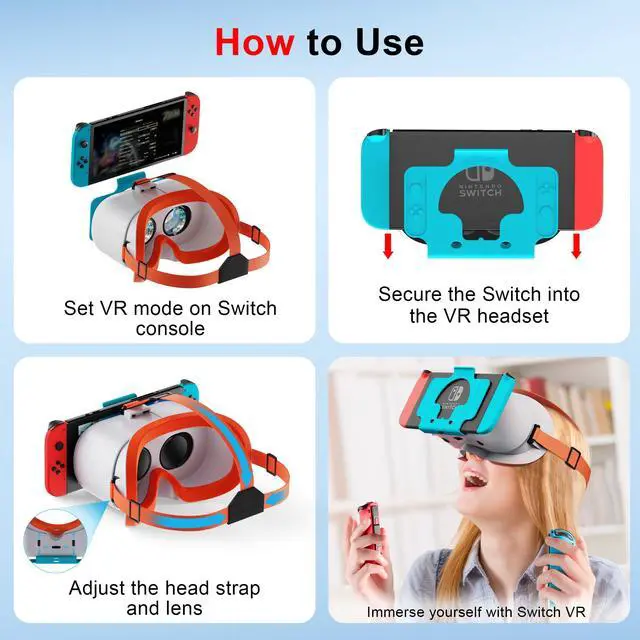 Alt view image 7 of 7 - VR Headset for Nintendo Switch & Switch OLED, Upgraded Switch Virtual Reality Glasses with Adjustable HD Lenses and Comfortable Head Strap, Labo VR Kit 3D Goggles for Switch Accessories