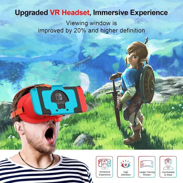 Alt view image 2 of 7 - VR Headset for Nintendo Switch & Switch OLED, Upgraded Switch Virtual Reality Glasses with Adjustable HD Lenses and Comfortable Head Strap, Labo VR Kit 3D Goggles for Switch Accessories