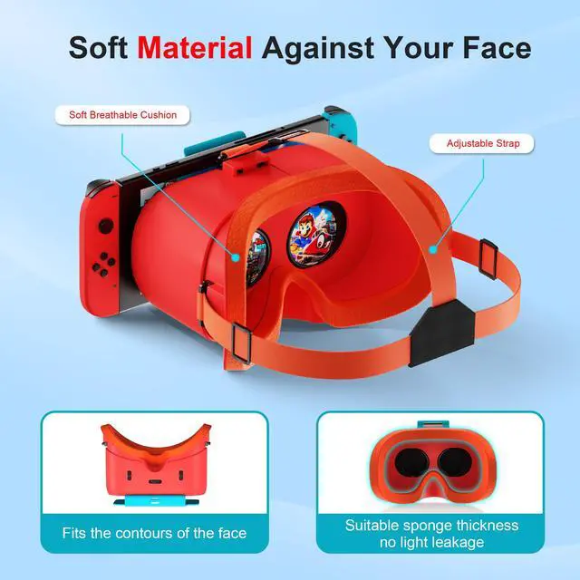 Alt view image 4 of 7 - VR Headset for Nintendo Switch & Switch OLED, Upgraded Switch Virtual Reality Glasses with Adjustable HD Lenses and Comfortable Head Strap, Labo VR Kit 3D Goggles for Switch Accessories