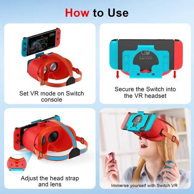 Alt view image 7 of 7 - VR Headset for Nintendo Switch & Switch OLED, Upgraded Switch Virtual Reality Glasses with Adjustable HD Lenses and Comfortable Head Strap, Labo VR Kit 3D Goggles for Switch Accessories