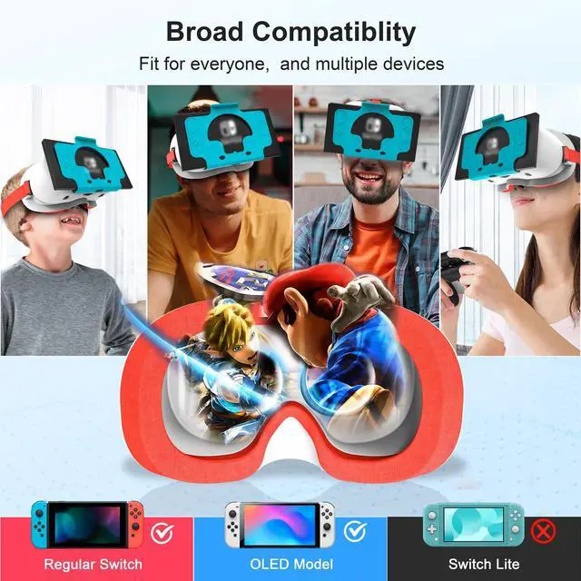 Alt view image 4 of 7 - Upgraded VR Headset for Nintendo Switch & Switch OLED Model, Switch Virtual Reality Glasses with Adjustable HD Lenses and Comfortable Head Strap, Labo VR Kit Accessories, Cool Stuff for Boys