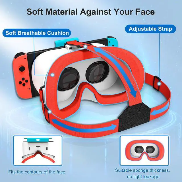 Alt view image 5 of 7 - Upgraded VR Headset for Nintendo Switch & Switch OLED Model, Switch Virtual Reality Glasses with Adjustable HD Lenses and Comfortable Head Strap, Labo VR Kit Accessories, Cool Stuff for Boys