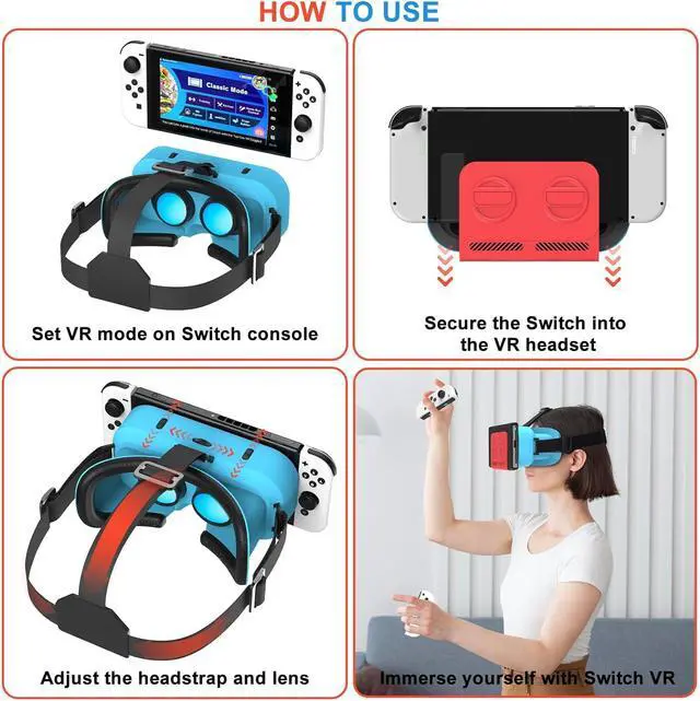 Alt view image 5 of 7 - VR Headset, Designed for Nintendo Switch & Switch OLED Accessories for Switch VR Games, Labo VR and YouTube VR, VR Glasses with Adjustable Pupil Distance and Adjustable Switch Goggles Strap