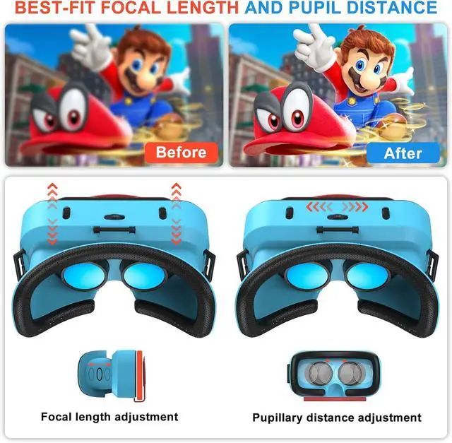 Alt view image 6 of 7 - VR Headset, Designed for Nintendo Switch & Switch OLED Accessories for Switch VR Games, Labo VR and YouTube VR, VR Glasses with Adjustable Pupil Distance and Adjustable Switch Goggles Strap
