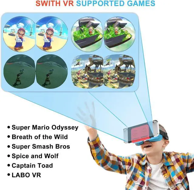 Alt view image 7 of 7 - VR Headset, Designed for Nintendo Switch & Switch OLED Accessories for Switch VR Games, Labo VR and YouTube VR, VR Glasses with Adjustable Pupil Distance and Adjustable Switch Goggles Strap