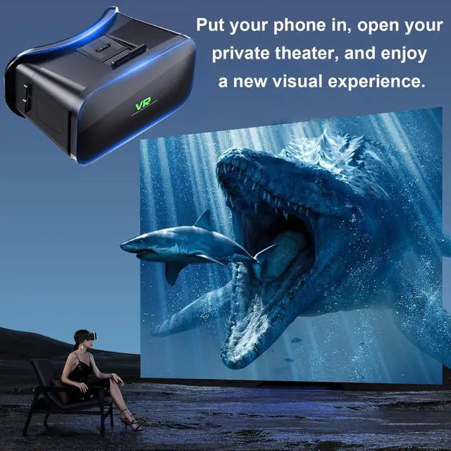 Alt view image 6 of 7 - 3D VR Headset, Virtual Reality 3D VR Glasses, Anti-Blue Light Adjustable 3D Headset Helmets for iPhone or Android Compatible with 4.5 to 6.7 inch with Controller(Black)