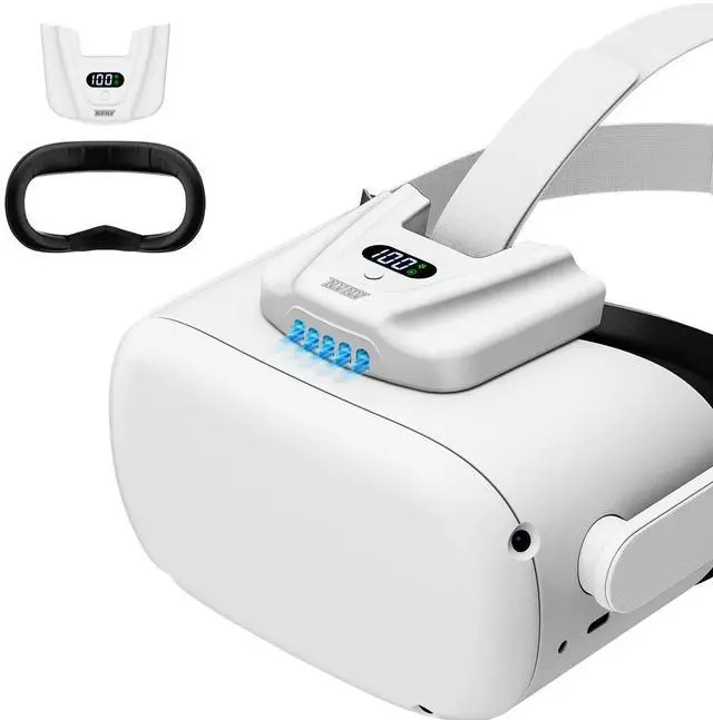Main image of VR Fan for Oculus Quest 2,Anti-fogging Accelerated Air Flow Cooling Fan with Facial Interface,Sweat-Proof Face Cover,VR Accessories for Quest 2,for Fitness,Workout & Intense VR Games,White