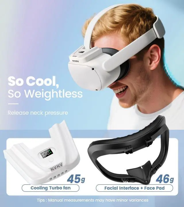 Alt view image 4 of 7 - VR Fan for Oculus Quest 2,Anti-fogging Accelerated Air Flow Cooling Fan with Facial Interface,Sweat-Proof Face Cover,VR Accessories for Quest 2,for Fitness,Workout & Intense VR Games,White