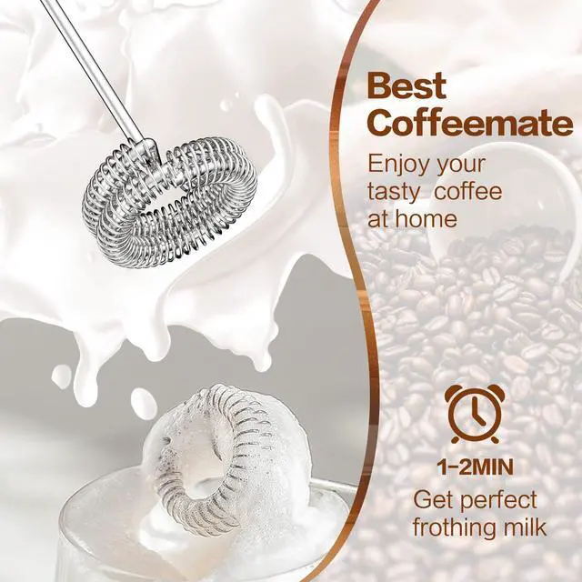 Alt view image 5 of 7 - Milk Frother Rechargeable Handheld Electric Whisk Coffee Frother Mixer with 2 Stainless whisks 3 Speed Adjustable Foam Maker Blender for Coffee Matcha Latte Cappuccino Hot Chocolate (BluePink)