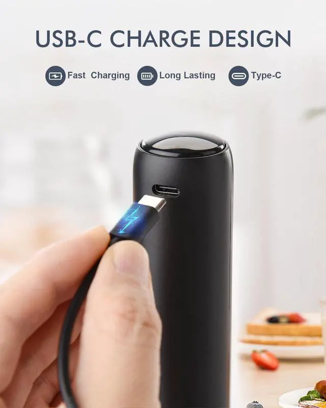 Alt view image 3 of 7 - Rechargeable Milk Frother USB, Handheld Electric Foam Maker with Whisk Drink Mixer & Foamer for Coffee, Latte, Matcha, Hot Chocolate