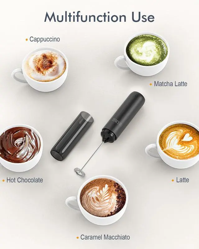 Alt view image 7 of 7 - Rechargeable Milk Frother USB, Handheld Electric Foam Maker with Whisk Drink Mixer & Foamer for Coffee, Latte, Matcha, Hot Chocolate