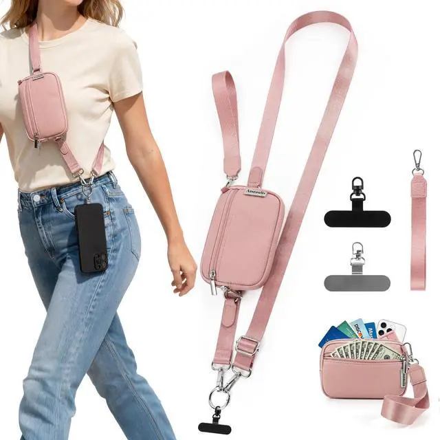 Main image of Clip and Go Strap for Phone with Wallet Crossbody, Detachable Zippered RFID Wristlet Wallet, Adjustable Phone Lanyard & Ultra-Thin 360° Rotatable Metal Tabs for All Smartphones