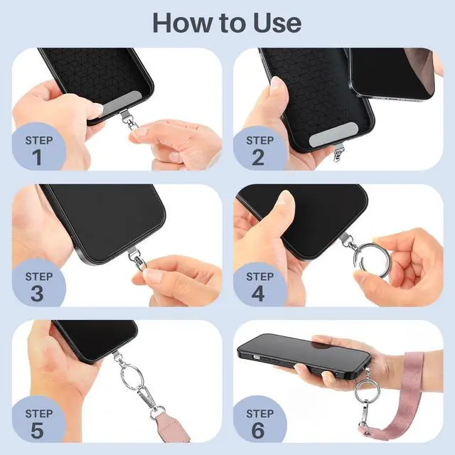 Alt view image 7 of 7 - Clip and Go Strap for Phone with Wallet Crossbody, Detachable Zippered RFID Wristlet Wallet, Adjustable Phone Lanyard & Ultra-Thin 360° Rotatable Metal Tabs for All Smartphones