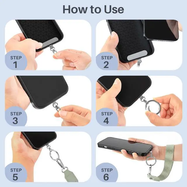 Alt view image 7 of 7 - Clip and Go Strap for Phone with Wallet Crossbody, Detachable Zippered RFID Wristlet Wallet, Adjustable Phone Lanyard & Ultra-Thin 360° Rotatable Metal Tabs for All Smartphones