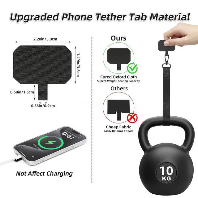 Alt view image 6 of 7 - Clip and Go Strap for Phone with Wallet Crossbody, Adjustable Phone Lanyard with Cell Phone Wrist Strap & Tether Tab for Women & Men, Sport-Style, Black